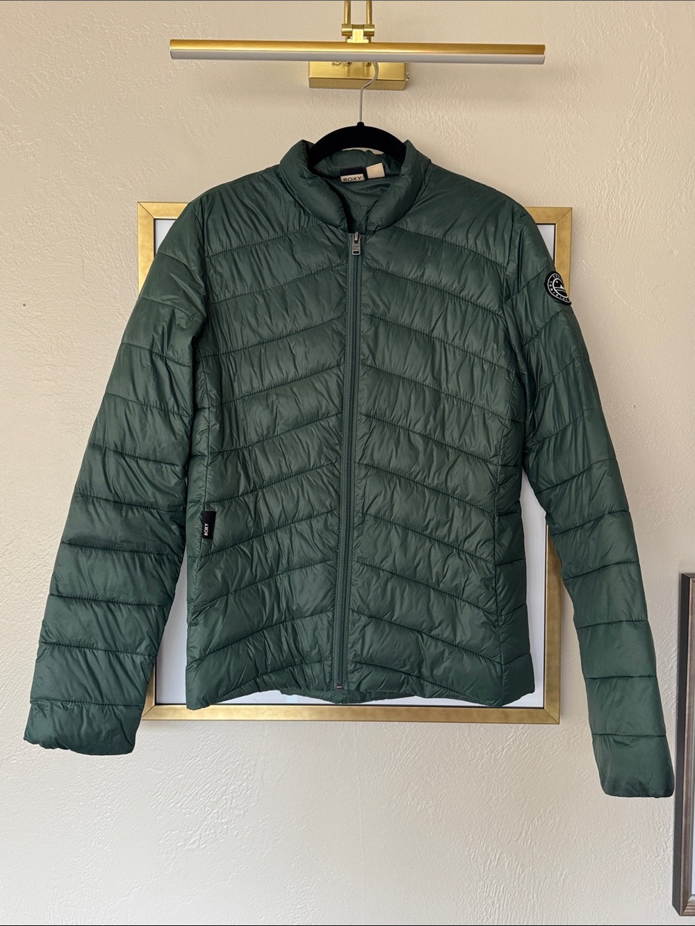 Roxy Quilted Puffer Jacket in Dark Green